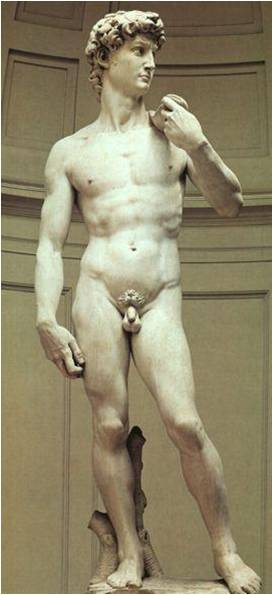 Давид . 1501—04 Мрамор. Высота 434 см. Галерея Академии художеств, Флоренция.