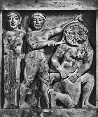 Афина и Персей, убивающий Горгону.