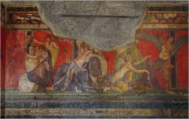 Фреска 2 помпеянского стиля виллы Мистерий. Помпеи.