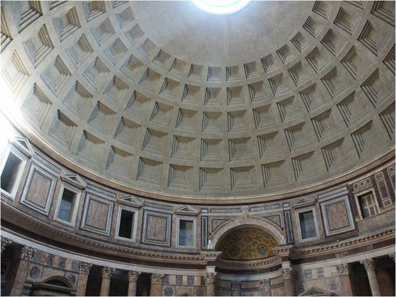 Купол Пантеона - самый большой куполом античности. Д – 43,2 м.