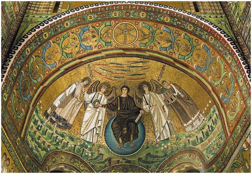 Юный Христос на сфере. Мозаика церкви Сан Витале. Равенна. 6 в.