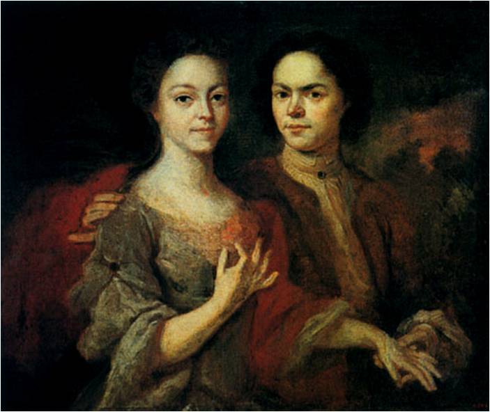 Автопортрет с женой. 1729